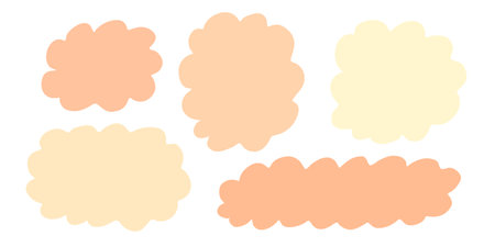 Hand drawn organic peach fuzz shapes set for social media stories. Quote minimalist frames blank template set. Isolated text box.のイラスト素材