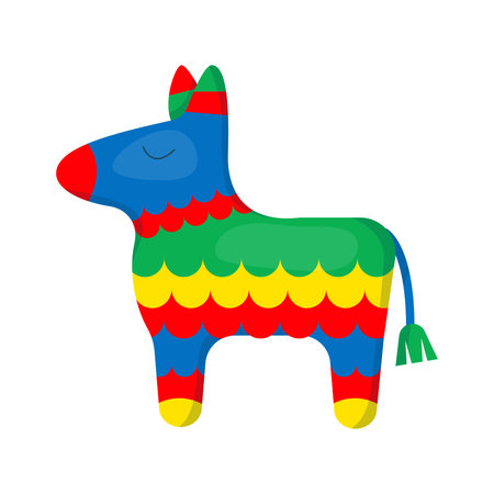 Funny colorful pinata in flat style. Vector illustration isolated on white background