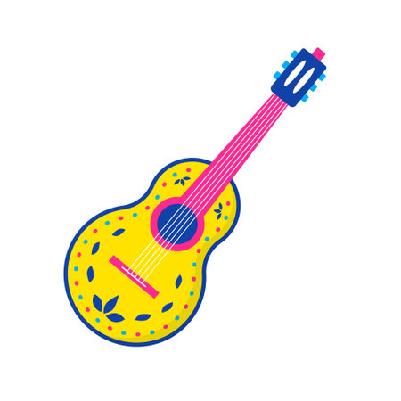 Mexican colorful guitar, traditional symbol. Flat vector illustration. Culture, travel Mexico conceptのイラスト素材