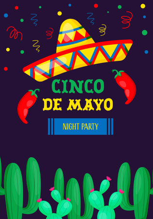 Festive flyer for Cinco de Mayo - federal holiday in Mexico.のイラスト素材