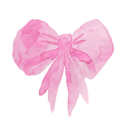 Pink watercolor bow illustration perfect for crafts and design projectsのイラスト素材