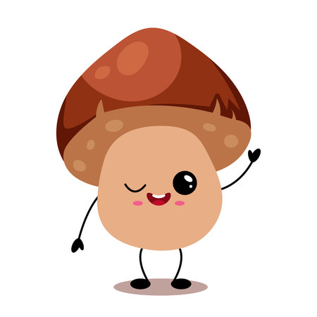 Funny kawaii mushroom cartoon characterのイラスト素材