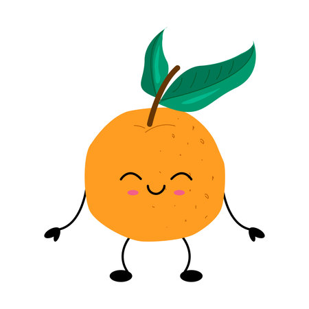Kawaii Cute Orange Character Illustrationのイラスト素材