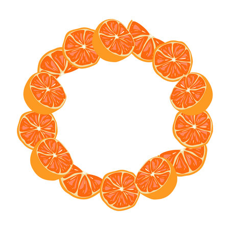 Orange bright slices wreath illustrationのイラスト素材