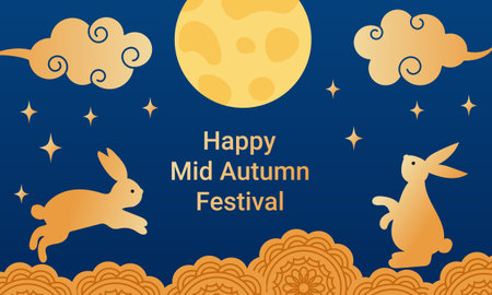 Mid Autumn Festival Celebration Bannerのイラスト素材