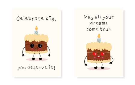 An Adorable and Charming Birthday Cake Illustration Perfect for Any Celebration Event