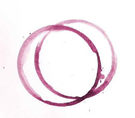 Two wine stain rings isolated on whiteの写真素材