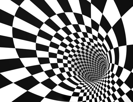 Dizzying deep tunnel with geometric patternsの写真素材