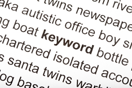 The word keyword at the middle of other words in bold and tilted to the right.の写真素材