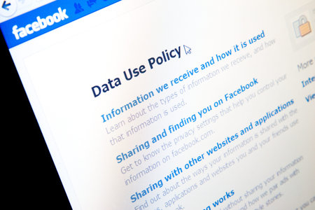 Data Use Policy page in Facebook social media website.
