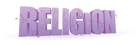 Religion word blocks crumbling and breaking apart のイラスト素材