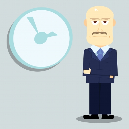 Bald boss waiting you to finish the project のイラスト素材