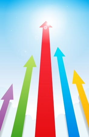 Several arrows racing to the top of the sky のイラスト素材