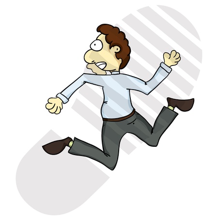 Poor beginner businessman gets trampled by a bigger player のイラスト素材