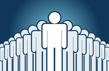 One figure at the front leading other figures behind him のイラスト素材