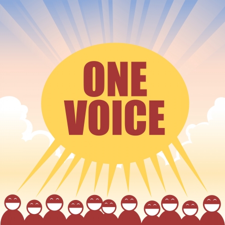 Several figures declaring one voice in unison.のイラスト素材