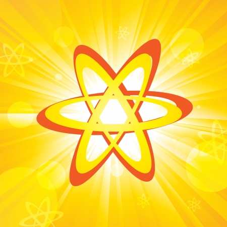 One single atom with atoms and orange colored background のイラスト素材