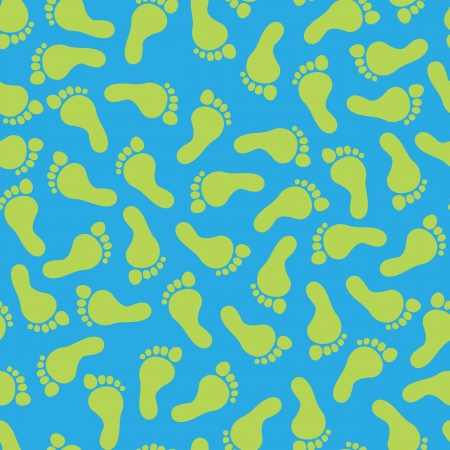 Seamless pattern of footprints in cyan and green colors のイラスト素材