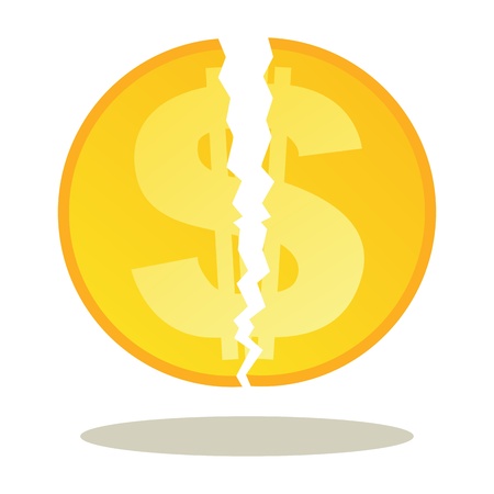 Vector design of gold coin split in two のイラスト素材