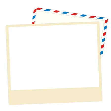 Vector blank empty postcard with an airmail behind it.のイラスト素材