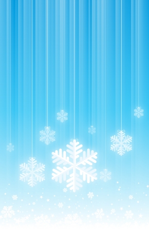 Christmas background of hanging white snowflakes.のイラスト素材