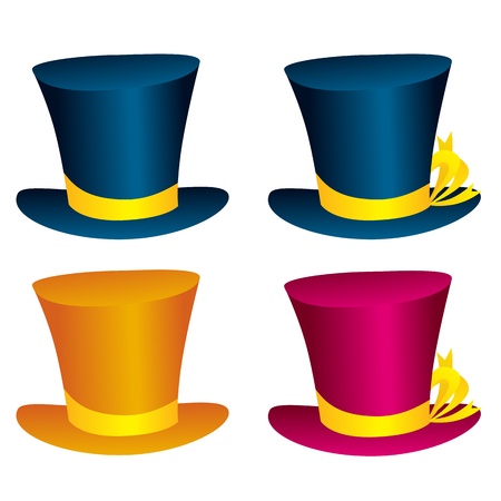 Vector hat illustration in various colors and settings.のイラスト素材