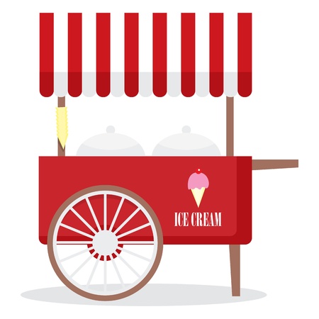 Illustration of ice cream cart isolated in white background.のイラスト素材