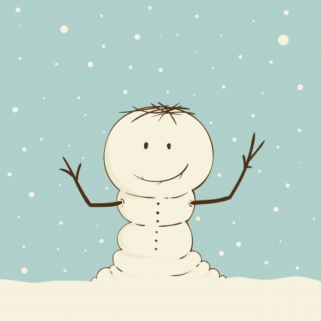 Illustration of a smiling snowman in the winter season.のイラスト素材