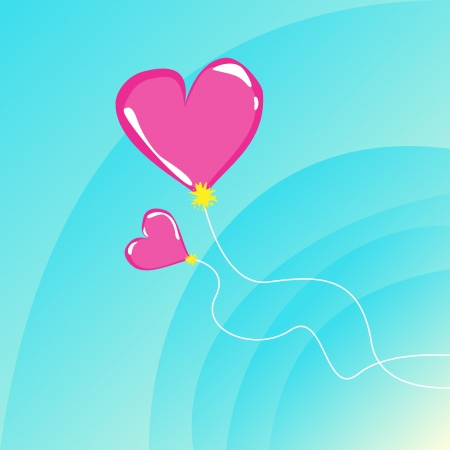 Pair of pink balloons hovering in the sky.のイラスト素材