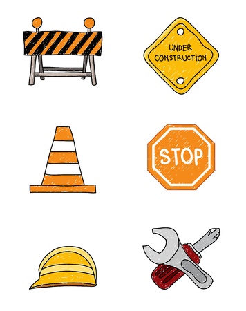  doodles of construction theme signs.のイラスト素材