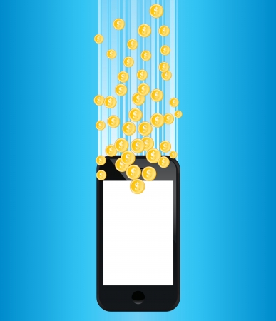  illustration of a smartphone making money.のイラスト素材