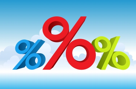 illustration of percentages. The red obviously bigger.のイラスト素材