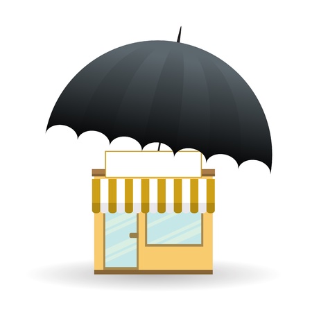 Vector illustration of a small store covered with umbrella.のイラスト素材