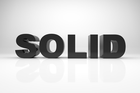 3d render illustration of the word SOLID made of solid rock の写真素材