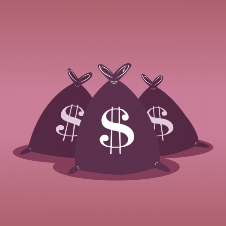 Vector illustration of three abstract money bags with dollar symbol のイラスト素材