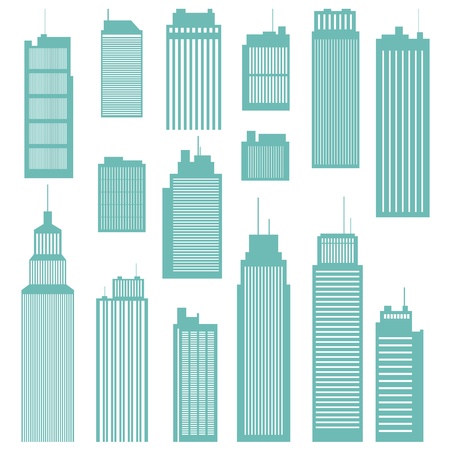  illustration of several kind and sizes of office buildings のイラスト素材