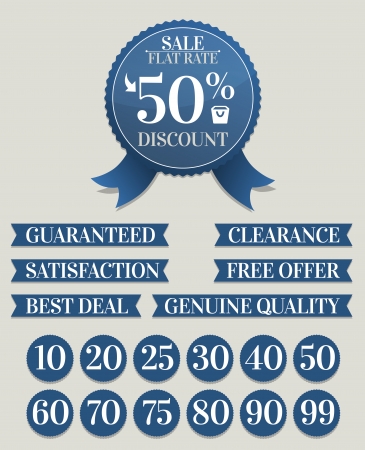 Vector illustration of discount ribbon or badge with some design element options.のイラスト素材