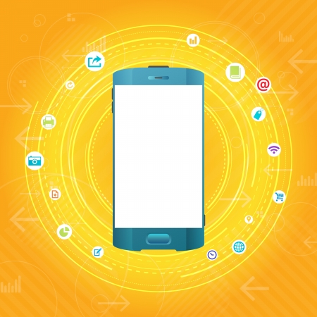 Vector illustration of mobile smartphone concept background with copyspace. Eps 10 file with transparencies.のイラスト素材