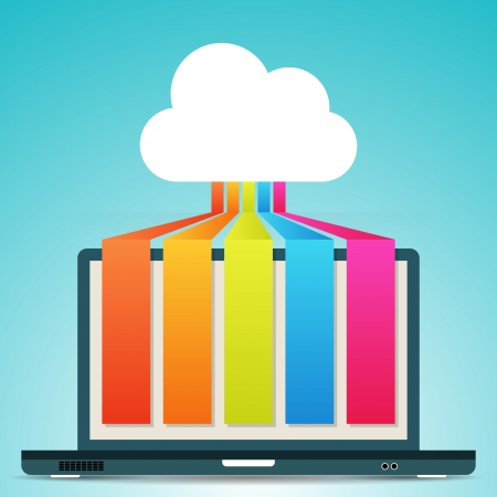 Vector illustration of cloud colorful laptop banners.のイラスト素材