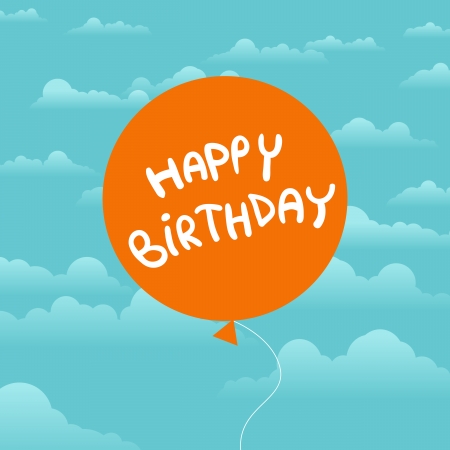 Vector illustration of birthday balloon in the sky.のイラスト素材