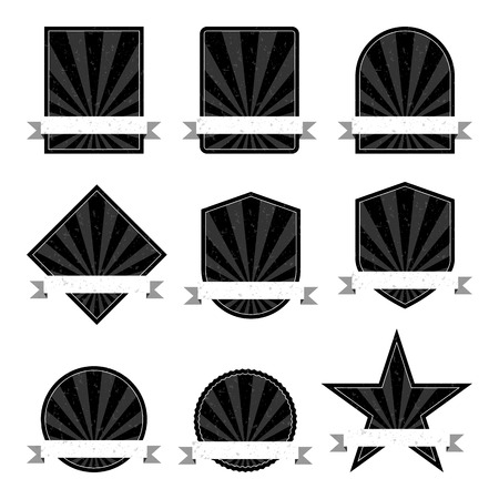 Vector illustration of black and white retro labels.のイラスト素材