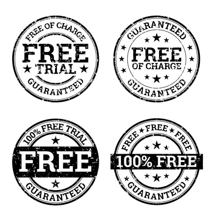 Vector illustration of black and white free trial stamps.のイラスト素材