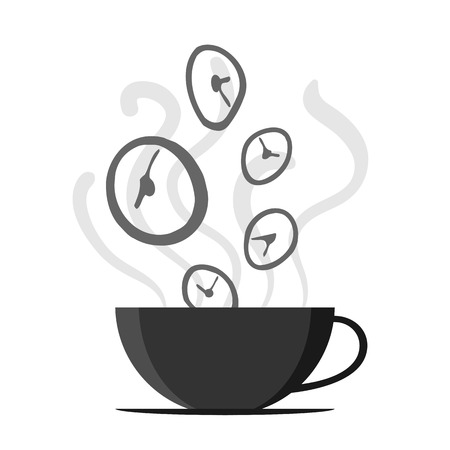 illustration of time fly by off a coffee cup.のイラスト素材