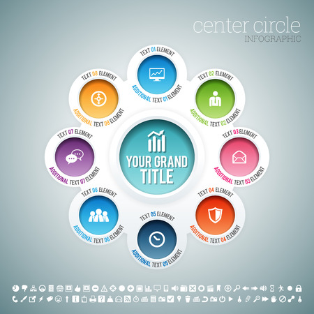 illustration of center circle infographic element.のイラスト素材