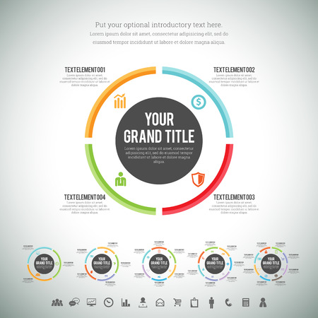 Vector illustration of minimalist circle line infographic element.のイラスト素材