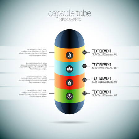 Vector illustration of capsule tube infographic elements のイラスト素材
