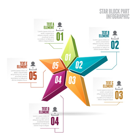 Vector illustration of star block part infographic design element.のイラスト素材