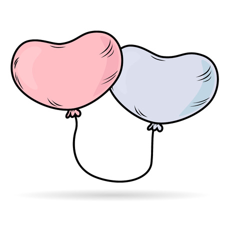 Vector illustration of tied-up heart balloons.のイラスト素材