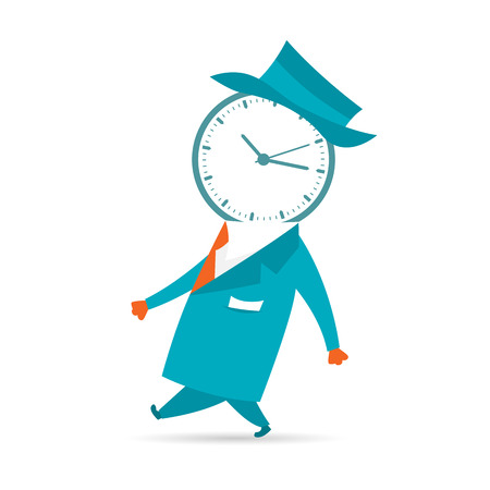 Vector illustration of a Mr. Time walks by.のイラスト素材
