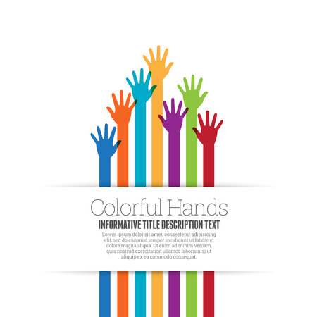 Vector illustration of colorful hands copyspace.のイラスト素材